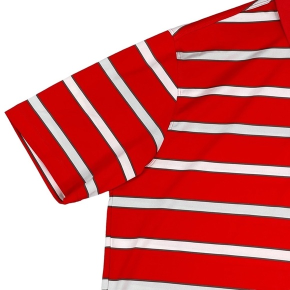 Nike Golf Polo Mens Large Stripe Print Performance Stretch Shirt Red - Picture 3 of 15